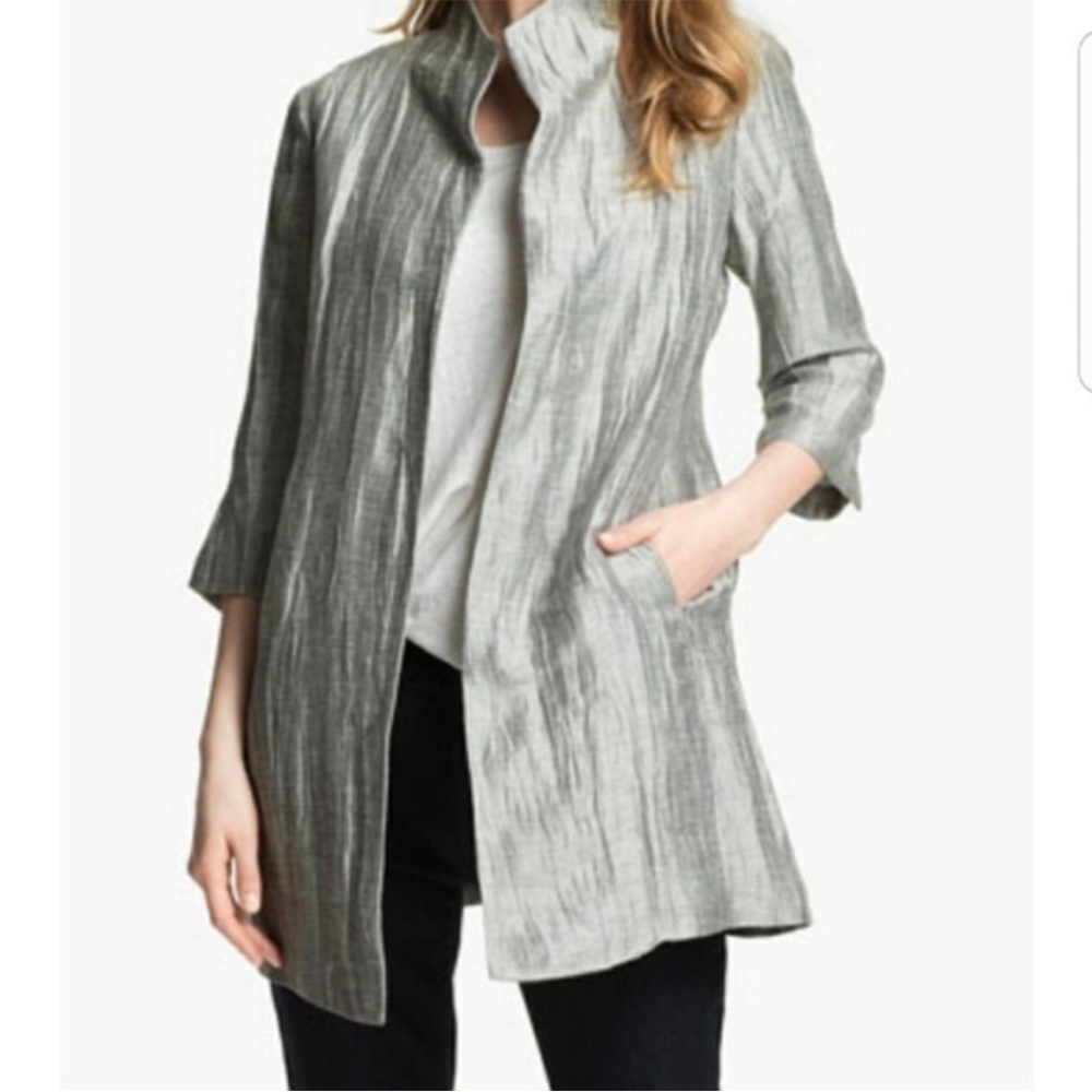 Eileen Fisher Crinkle Linen Jacket with Tank Included - Picture 2 of 11